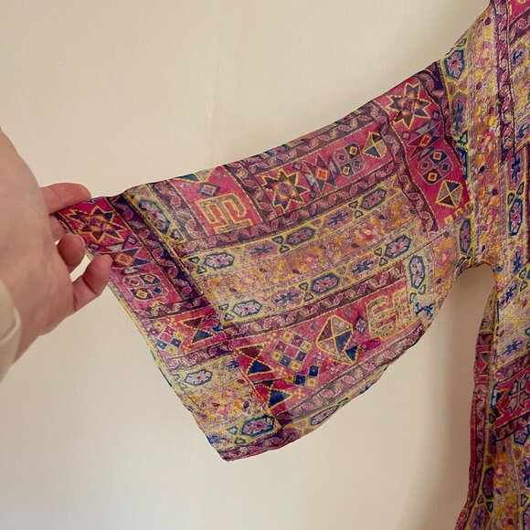 Gypsy 05 Global Village silk sheer comfy boho chic top, size large - Picture 5 of 5